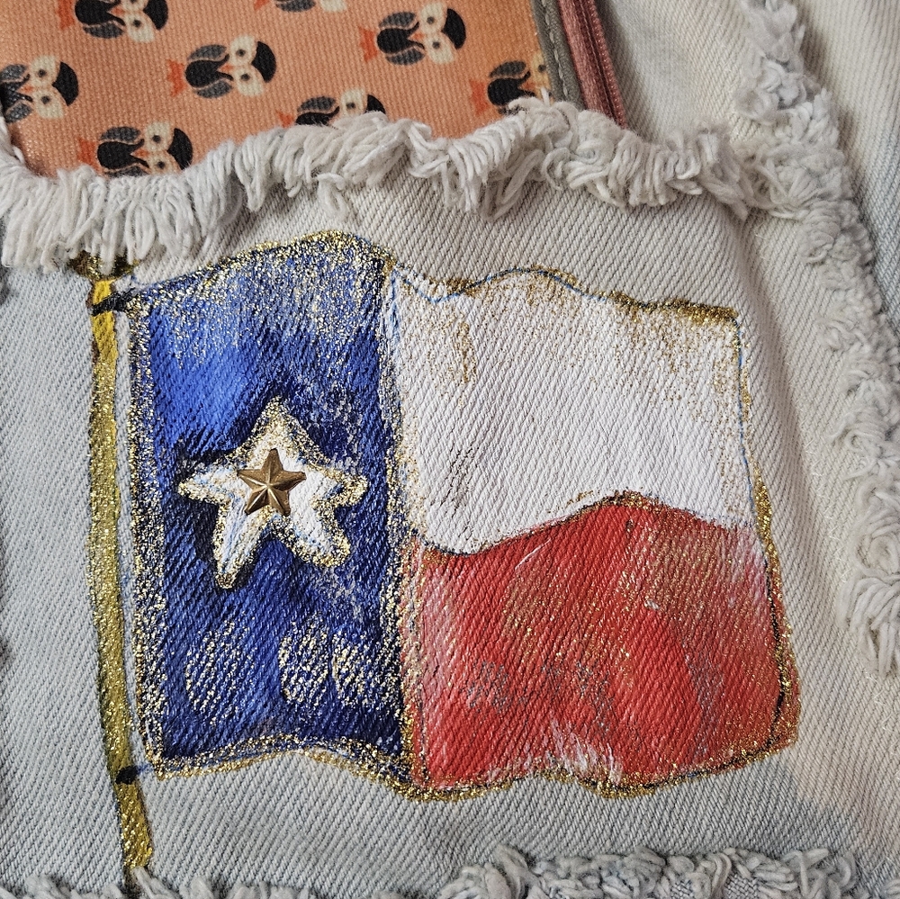 One of a kind distressed hand painted Texas vest - Picture 7 of 12